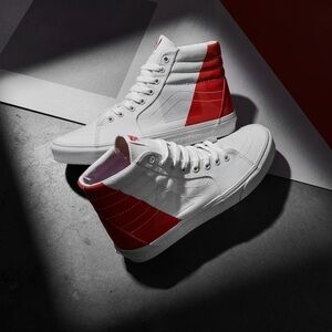 Vans High-Top Sneakers in Red and White